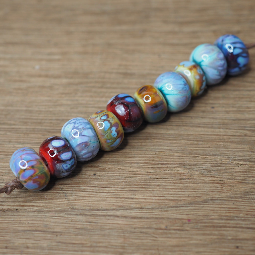 Handmade Lampwork Glass Beads - Purple Fritty Mix