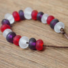 Handmade Lampwork Glass Beads - Purple, Red and White Etched Spacers