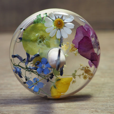 Botanical Top Whorl Resin Drop Spindle - Late Summer Flowers, 36g