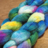 SECONDS DISCOUNTED Hand Dyed BFL Wool with Sparkly Nylon Blend Top for Spinning, - 'Blue Rainbow'