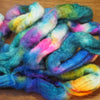 SECONDS DISCOUNTED Hand Dyed BFL Wool with Sparkly Nylon Blend Top for Spinning, - 'Blue Rainbow'