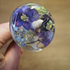 Botanical Top Whorl Resin Drop Spindle - Viola and Wildflower Mix, Heavy or Plying Weight 40 grams
