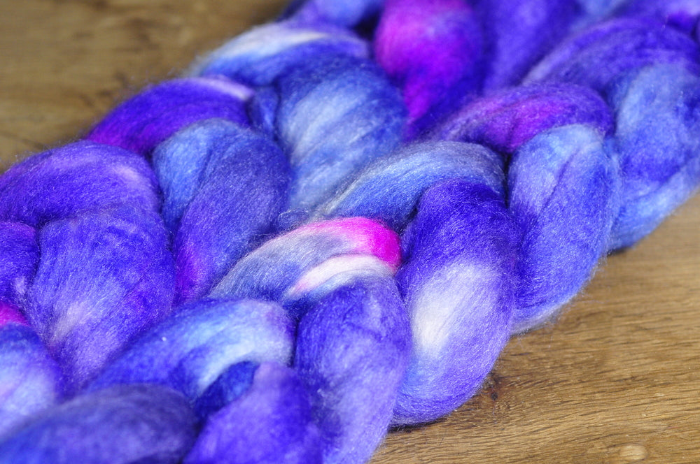 Hand Dyed Luxury Blend Merino Wool and Tussah Silk Top for Spinning or Felting - 'Watercolours'