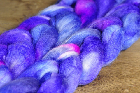 Hand Dyed Luxury Blend Merino Wool and Tussah Silk Top for Spinning or Felting - 'Watercolours'