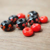 Handmade Lampwork Glass Beads - Black and Red Floral Set