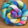 SECONDS DISCOUNTED Hand Dyed BFL Wool with Sparkly Nylon Blend Top for Spinning, - 'Blue Rainbow'