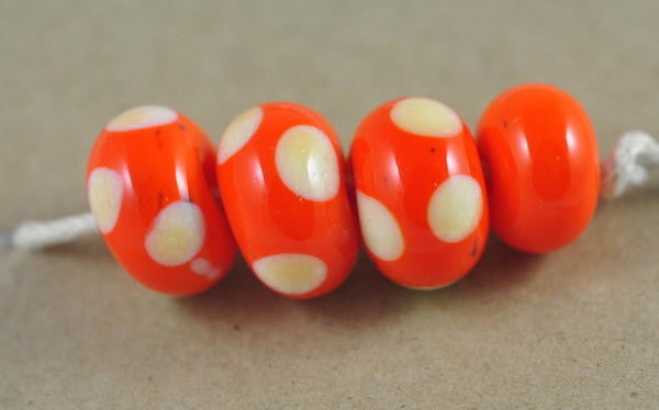 Handmade Glass Beads - Orange Dotty