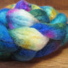 SECONDS DISCOUNTED Hand Dyed BFL Wool with Sparkly Nylon Blend Top for Spinning, - 'Blue Rainbow'
