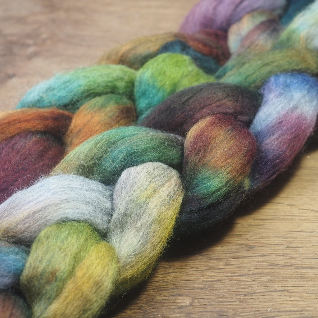 100g Hand Dyed Merino Wool Top for Handspinning or Felting - 'Orchard Shades’