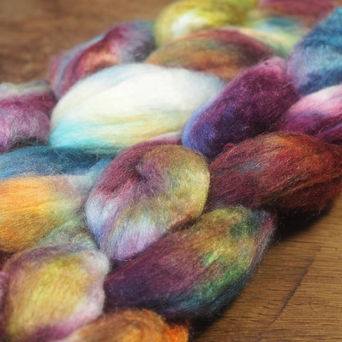 Merino/Silk Top (50/50) for Hand Spinning - 'Tarnish’