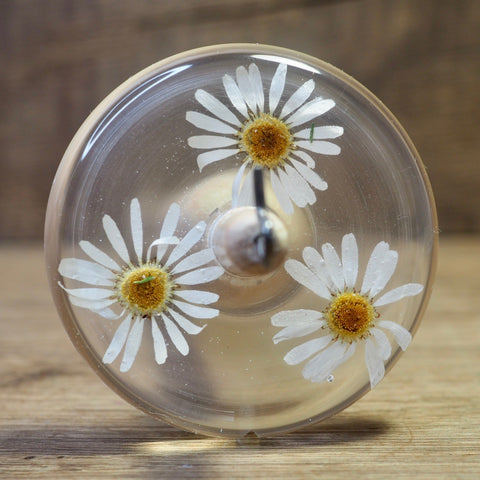 New Design Botanical Top Whorl Resin Drop Spindle - Daisies