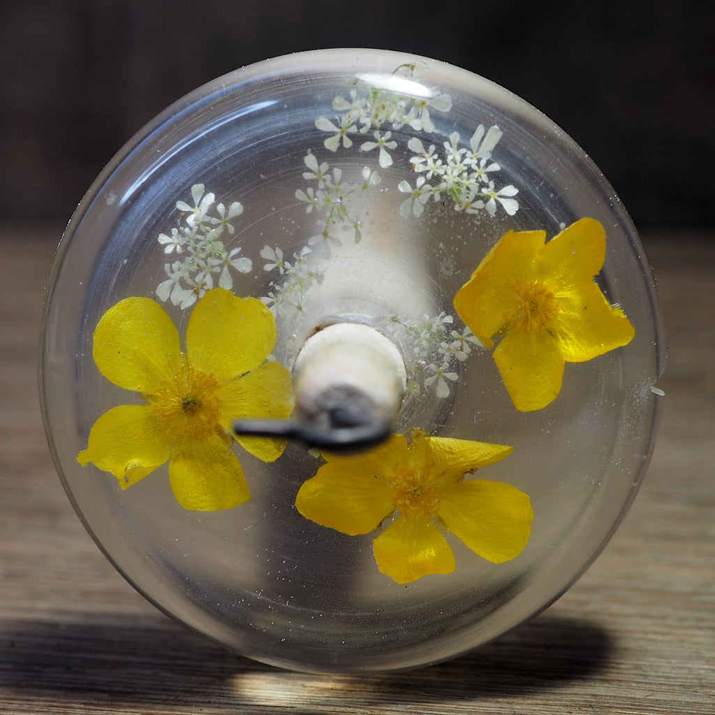 New Design Botanical Top Whorl Resin Drop Spindle - Buttercups