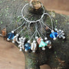 Knitters' Lampwork Stitch Marker Set - Blue and Brown Mix