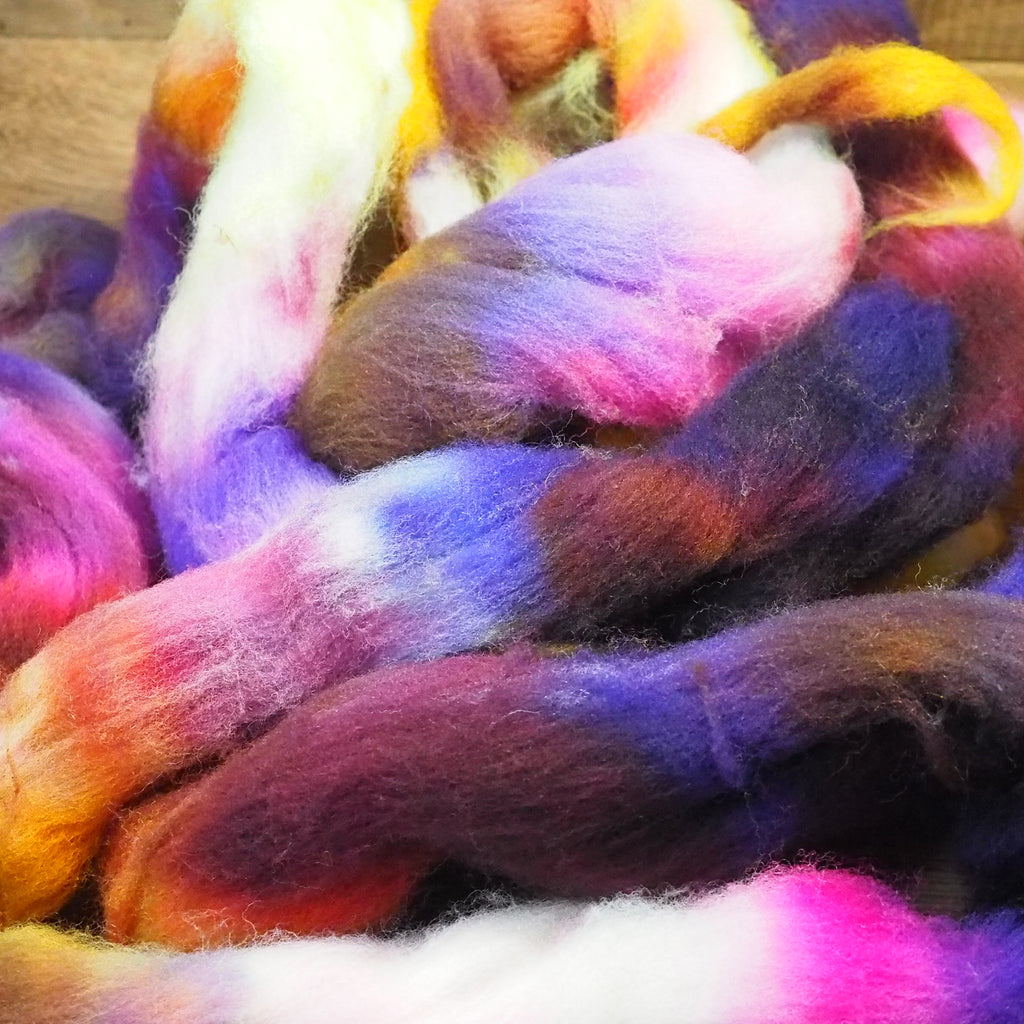 Southdown Wool Top for Hand Spinning and Felting - 'Winter Berries'
