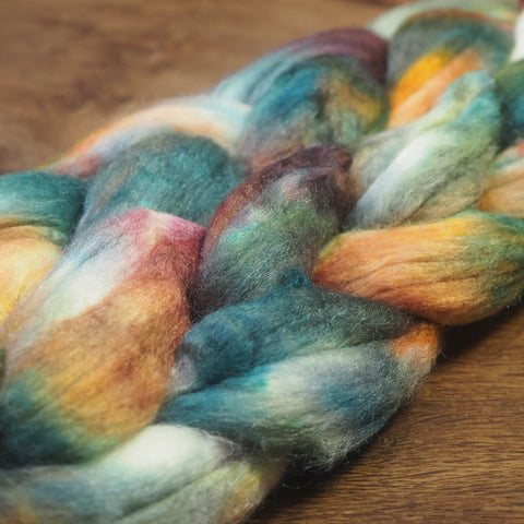 Merino/Silk Top (50/50) for Hand Spinning - 'Verdigris’