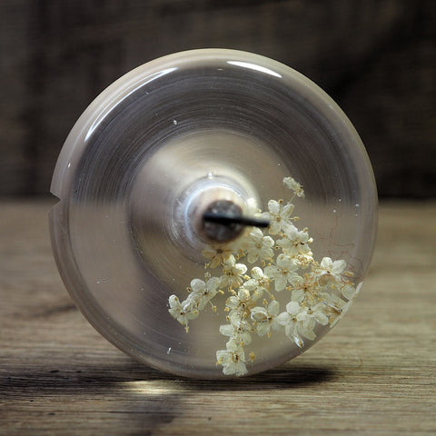 New Design Botanical Top Whorl Resin Drop Spindle - Elderflower