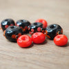 Handmade Lampwork Glass Beads - Black and Red Floral Set