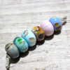 Handmade Lampwork Glass Beads - Pink, Blue and Grey Fritty Mix