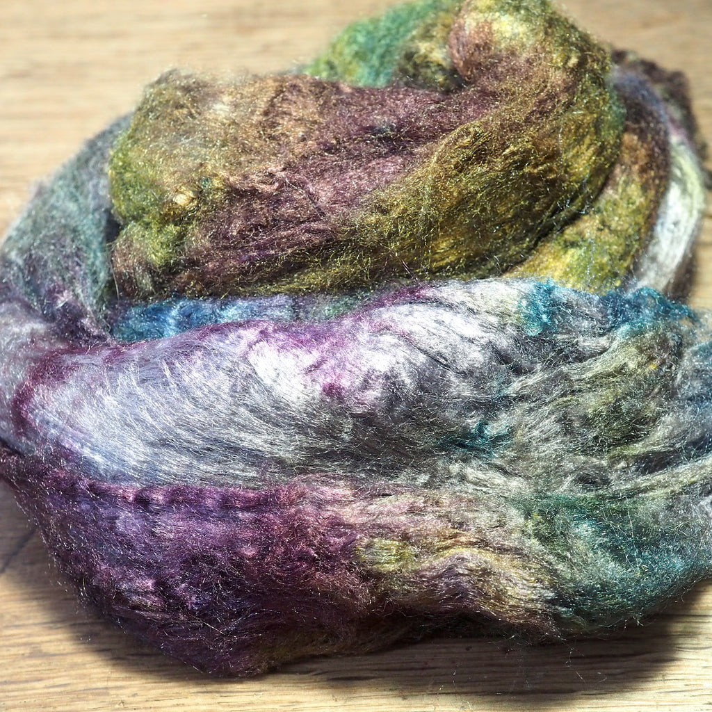 Dyed Tussah Silk Top - 'Algae', 40g