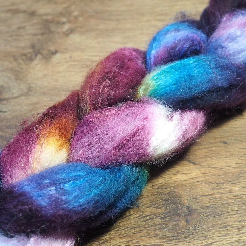 Hand Dyed Shetland Wool Top for Spinning or Felting - 'Pansy'