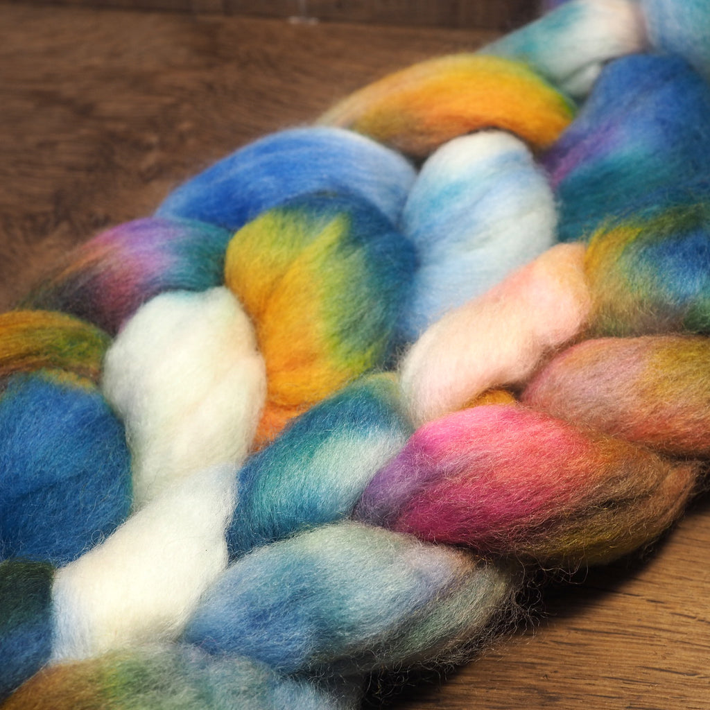 Hand Dyed Corriedale Wool Top for Spinning or Felting - 'Kingfisher'