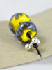 Handmade Lampwork Glass Beads - Yellow / Blue Speckles