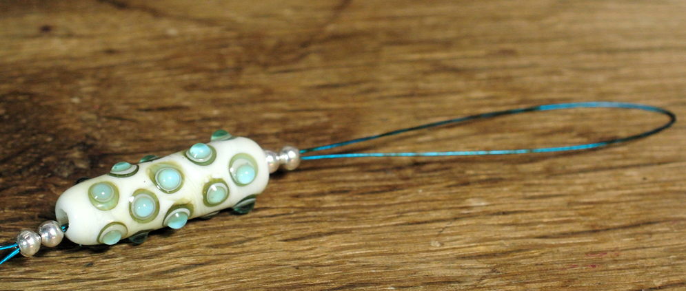 Spinner's Threading Hook (Orifice hook), Lampwork Glass: Aqua Dots