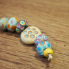 Handmade Lampwork Glass Beads - Turquoise, Cream, Black Dotty Mix