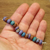 Handmade Lampwork Glass Beads - Purple / Teal / Brown Fritty Mix