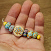 Handmade Lampwork Glass Beads - Turquoise, Cream, Black Dotty Mix