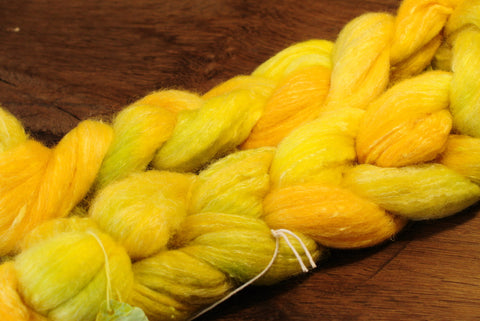 90g Tweedy Merino/Bamboo Top with Neps for Hand Spinning - 'Buttercups'