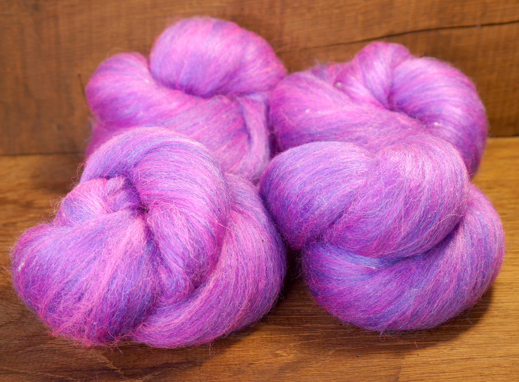 Carded Wool/Luxury Fibre Batt Set, 100g - 'Hyacinth Purple'