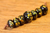 Handmade Lampwork Glass Beads - Black with Raku Speckles
