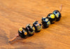 Handmade Lampwork Glass Beads - Black with Raku dots