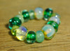 Handmade Lampwork Glass Bead Set - Green and 'Opal' Nuggets