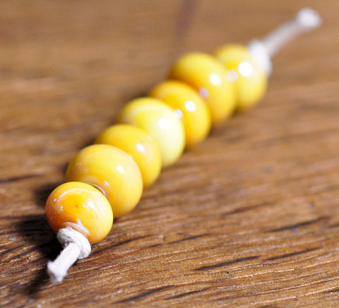 Handmade Lampwork Glass Beads - Iridescent Yellow