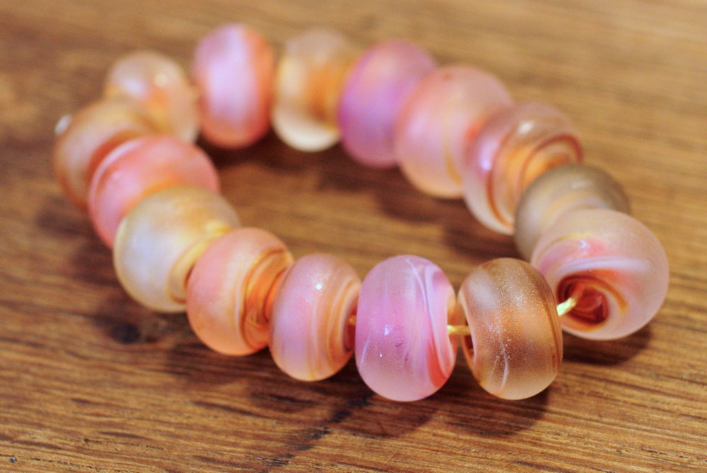 Handmade Lampwork Glass Beads - Misty Pinks