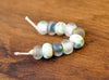 Handmade Lampwork Glass Beads - Misty White and Green