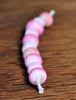 Handmade Lampwork Glass Bead Set - Pink and White Nugget Mix