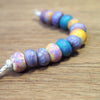 Handmade Lampwork Glass Beads - Teal, Gold and Purple Fritty Mix