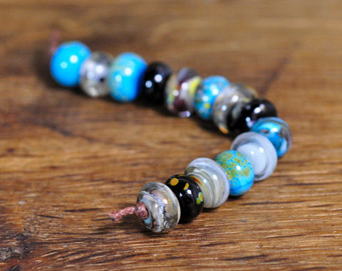Handmade Lampwork Glass Beads - Turquoise Mix