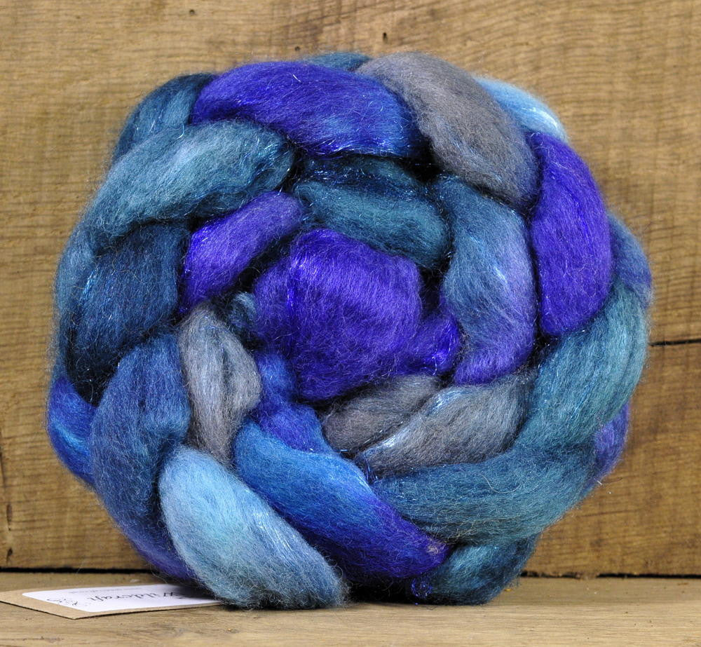 BFL Wool / Sparkly Nylon Top - 'Peacock'