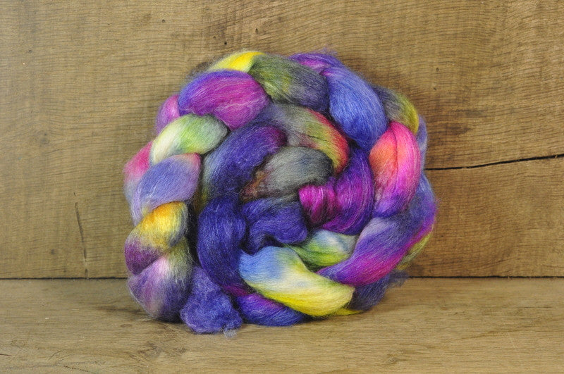 Luxury BFL/Silk/Rose/Camel Down Top for Hand Spinning -'Iris'