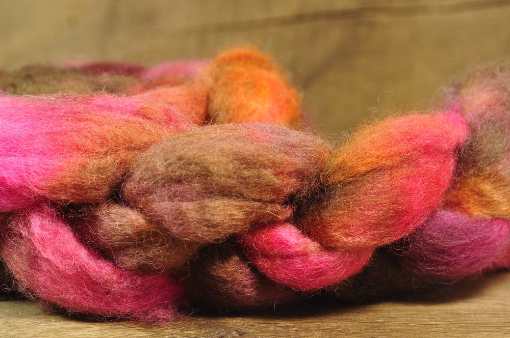 BFL Wool Top for Hand Spinning - 'Rusted Petals'