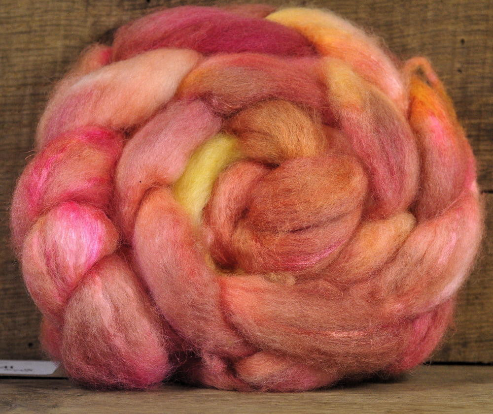 BFL/Silk Top for Hand Spinning - 'Canteloupe'