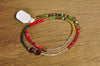 SALE! Stretch Bracelet, Wrist Distaff - Red/Green Seed Beads