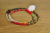 SALE! Stretch Bracelet, Wrist Distaff - Red/Green Seed Beads