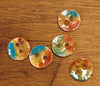 Handmade Enamelled Copper Buttons - Turquoise and Brown, Small sized - 15mm