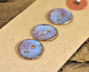 Handmade Enamelled Copper Buttons - Blue Rose