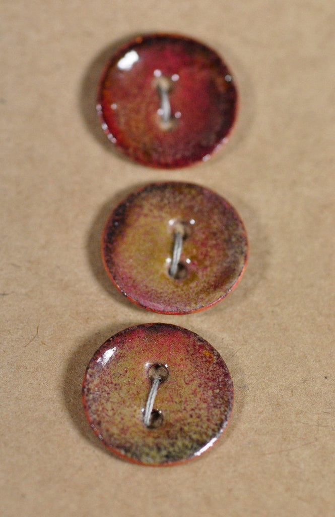 Handmade Enamelled Copper Buttons - Muted Brown